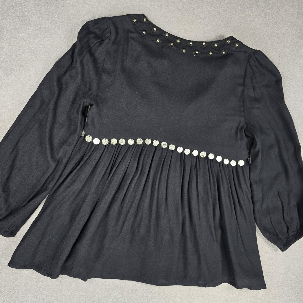 Abercrombie & Fitch Blouse Womens Small Black Boho Embroidered Peasant Top NWT - Picture 13 of 13